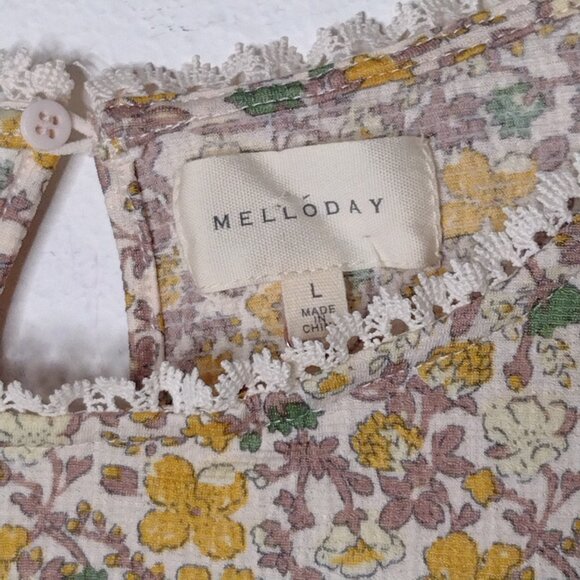 NWOT Melloday Women's Floral Blouse Size Large - Picture 6 of 9